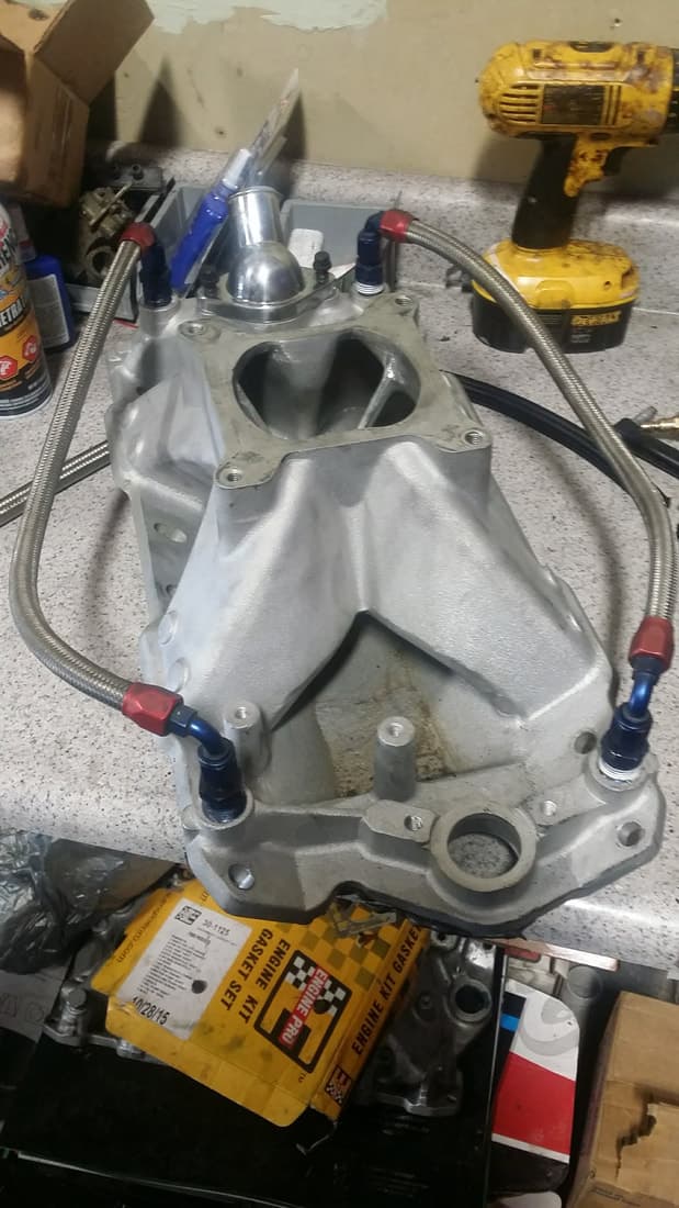 Intake manifold with braided lines + AN fittings
